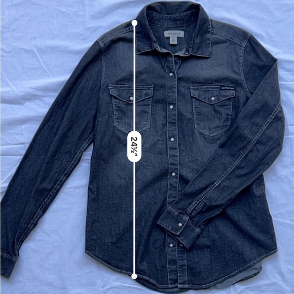 Calvin Klein Chambray Button Down Shirt - Grey - Size S - Picture 9 of 10